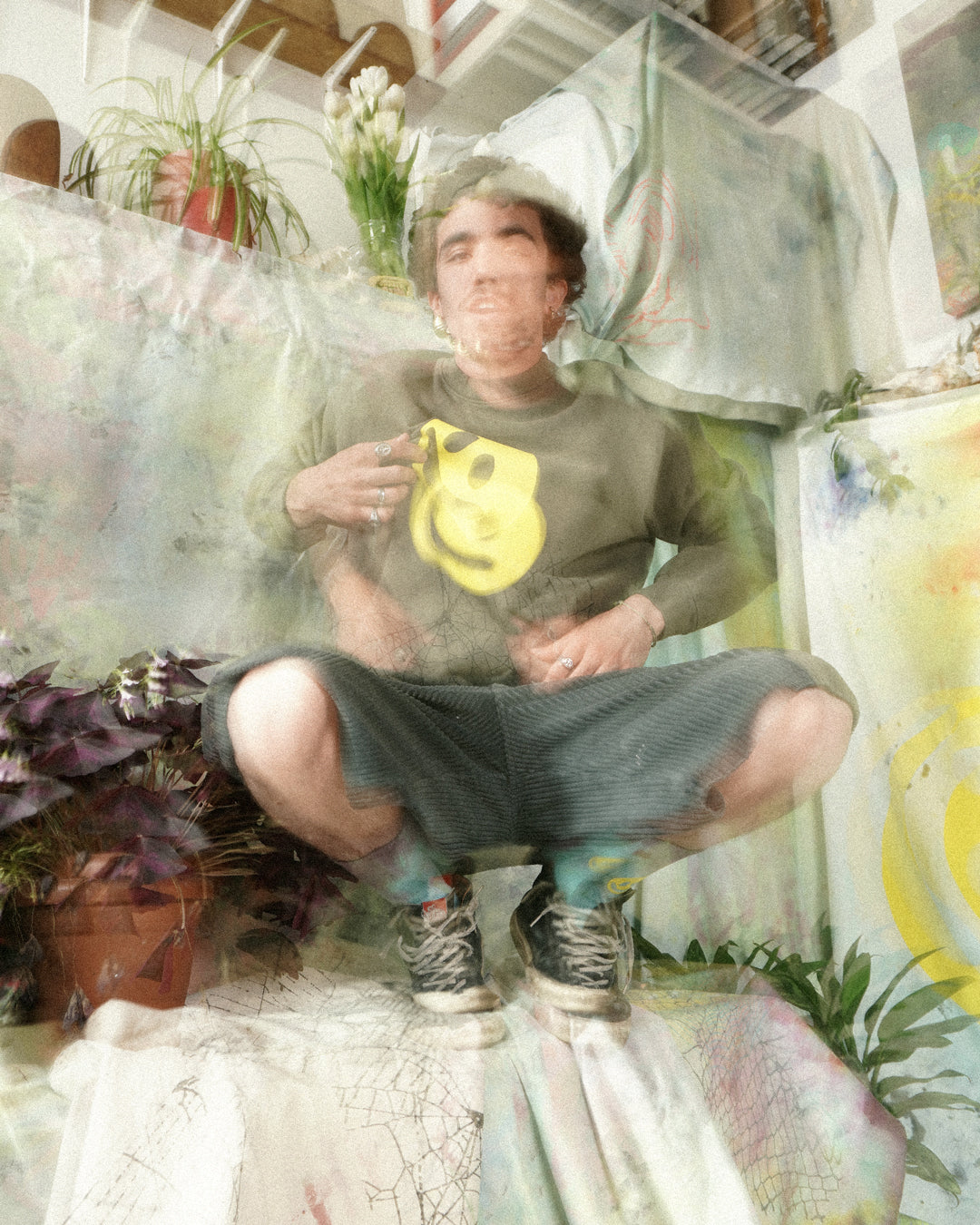 Big Smiley Crewneck (Army)