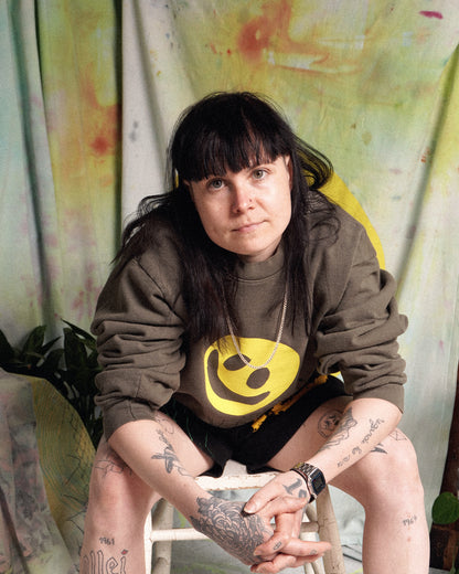 Big Smiley Crewneck (Army)